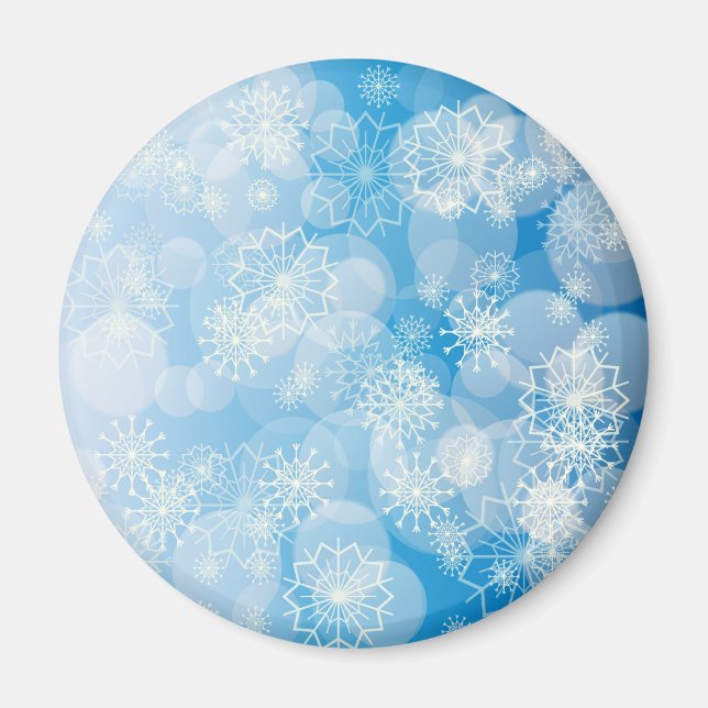 Íman Flocos de neve de Natal sobre fundo azul (Frente)