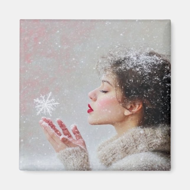Íman Flocos de neve soprando (Frente)