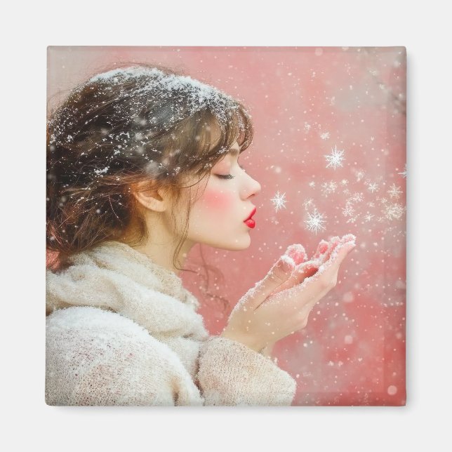 Íman Flocos de neve soprando (Frente)