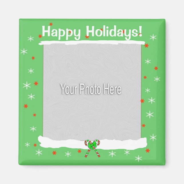 Íman Flocos de neve verdes e felizes (quadro fotográfic (Frente)