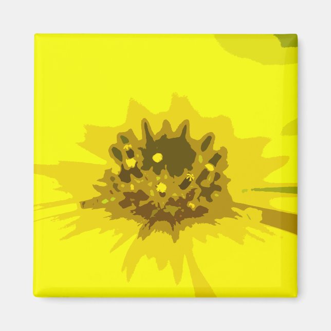 Íman Flor Amarelo-Amarelo vívido por Abstrato bonito (Frente)
