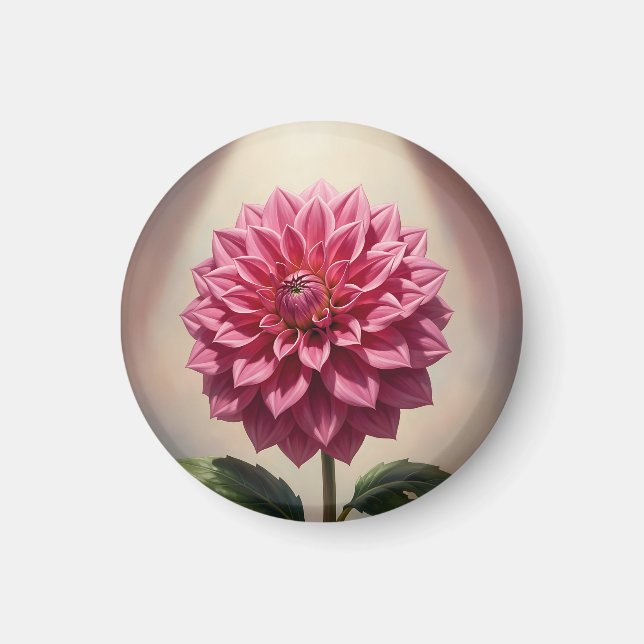 Íman Flor Botânica de Dália Rosa (Frente)