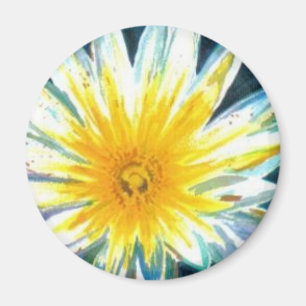 Íman Flor Branca Amarela Brilhante da Manhã à Meia-Noit