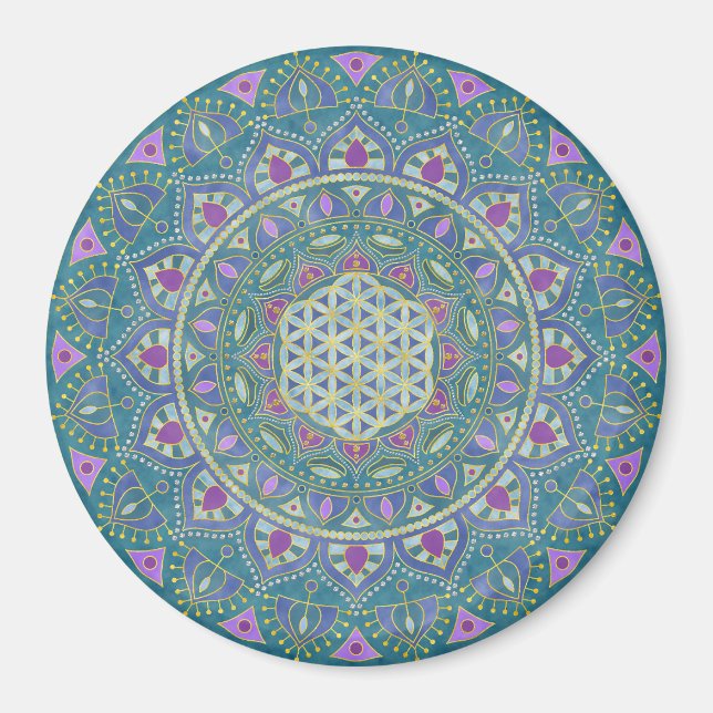 Íman Flor Da Vida - Estilo De Mandala Índia 1 (Frente)