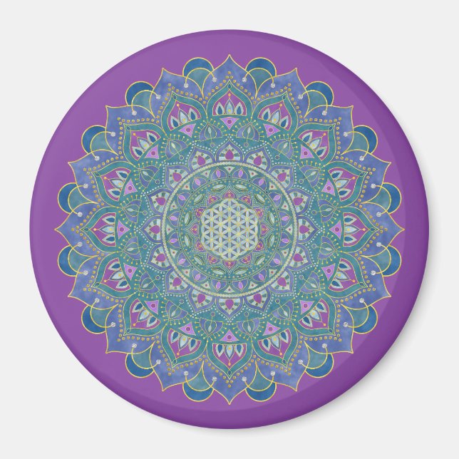 Íman Flor Da Vida - Mandala Estilo Índia 1 (Frente)