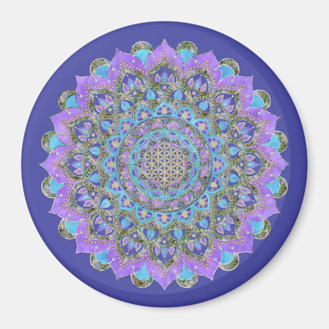 Íman Flor da Vida - Mandala Estilo Índia 2 (Frente)