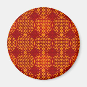 Íman Flor da vida - padrão do selo - vermelho laranja
