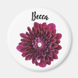 Íman Flor Dahlia Roxo Profundo Personalizado