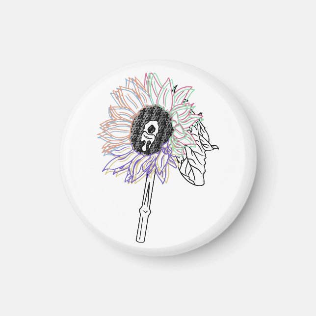 Íman Flor de Arco-Íris Arte Funky (Frente)