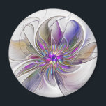 Íman Flor de Arte Abstrato, Enérgica e Colorida<br><div class="desc">Uma flor de fantasia multicolorida e poderosa,  uma arte floral fractal única. Design para seu ímã decorativo incomum e muito mais.</div>