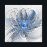 Íman Flor de Arte Fracionada com Cinza Azul abstrato<br><div class="desc">Uma flor de fantasia única com tons de azul e cinza,  abstrato e elegante. Design para o seu ímã e muito mais.</div>
