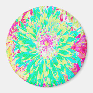 Íman Flor de Dália Amarelo e Magenta Decorativa