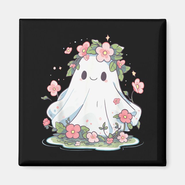 Íman Flor de Fantasma de Halloween Mulheres Meninas Hal (Frente)