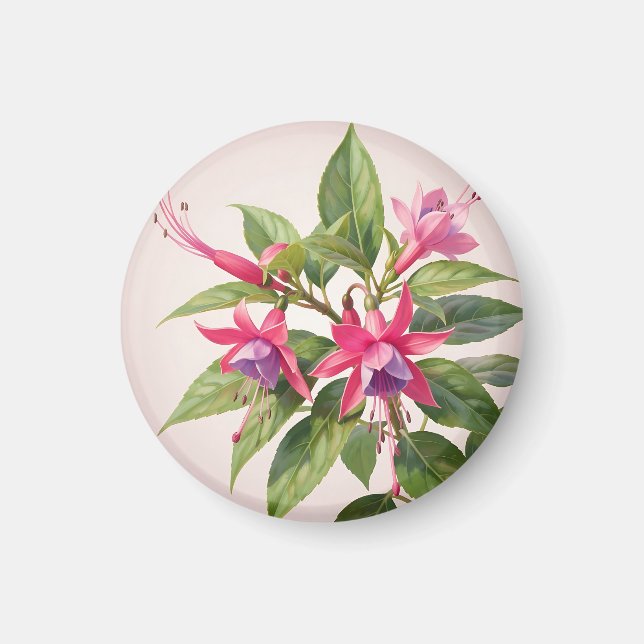 Íman Flor de fúcsia rosa vibrante (Frente)