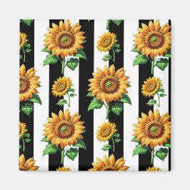 Íman Flor de girassol Black Stripes brancas