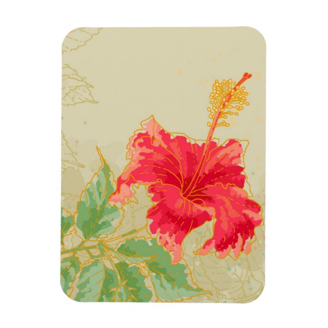 Íman Flor de Hibiscus sobre fundo tonto (Vertical)