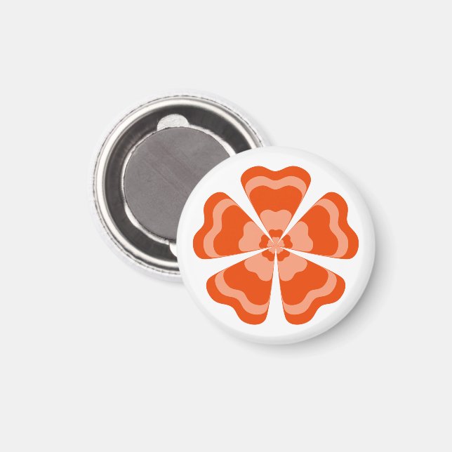 Íman Flor de Laranja Estilizada em Retro (Front/Back)