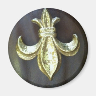 Íman Flor de lis Dourado em Brown
