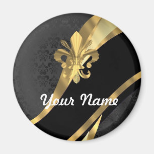 Íman Flor de lis Dourado no preto