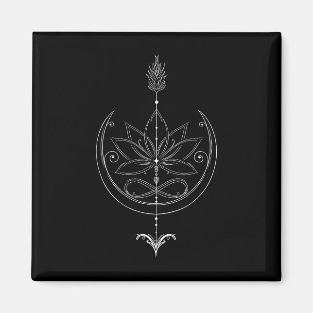 Íman Flor de Lótus com Seta e Símbolo de Infinito Lótus (Frente)