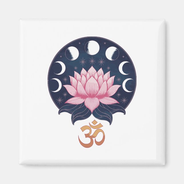 Íman Flor de Lótus Fases da Lua Zen Amante de Yoga Espi (Frente)