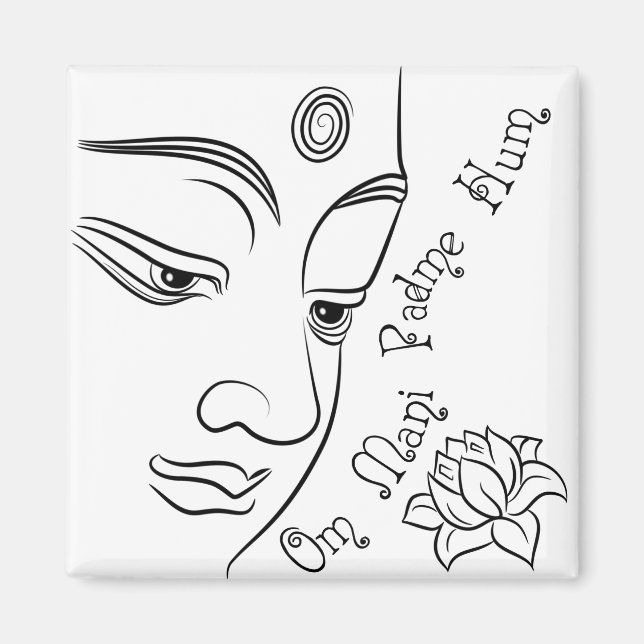 Íman Flor de lótus Om Mani Padme Hum Black (Frente)