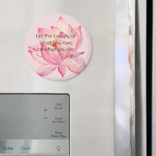Íman Flor de Lótus Rosa Citação de Beleza de Rumi (In Situ (Fridge))