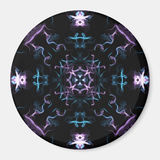 Íman Flor de Mandala Roxo e Azul (Frente)