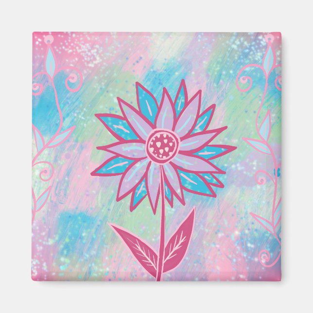 Íman Flor de Pastel Desenhada à Mão Fofa (Frente)