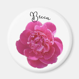 Íman Flor de Peônias Rosa Vibrante Personalizado