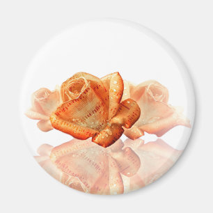 Íman Flor de Rosa de Coral com Música em Folha