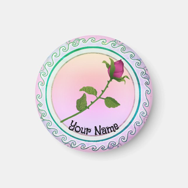 Íman flor de rosa vermelha (Frente)