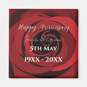 Íman Flor de Rosa Vermelha Casamento Aniversário