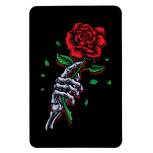 Íman Flor de Rosa vermelha de Mão do Esqueleto