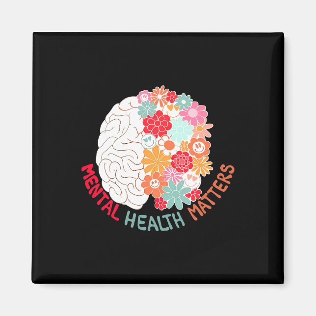 Íman Flor de Saúde Mental Cérebro Conscientização e Pre (Frente)