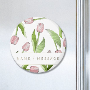 Íman Flor de Tulipas Rosa Moderno Personalizado