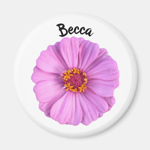 Íman Flor de Zinnia Rosa Elegante Personalizado