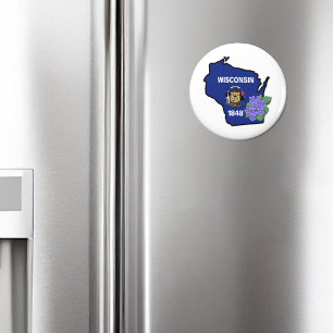 Íman Flor do Estado de bandeira do Wisconsin - Chave Az