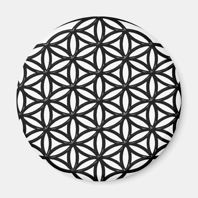 Íman Flor do Símbolo de Geometria Sagrada da Vida (pret (Frente)