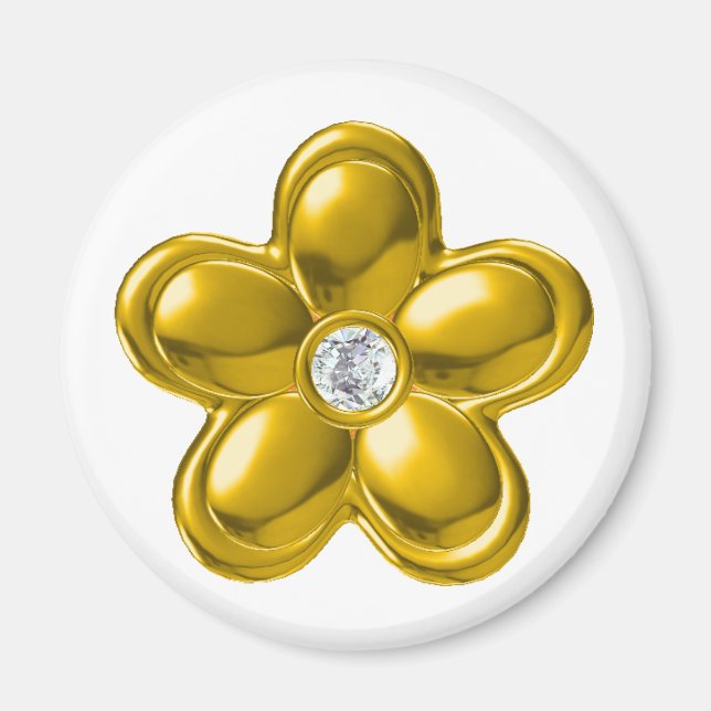 ÍMAN FLOR DOURADO COM DIAMANTE (Frente)