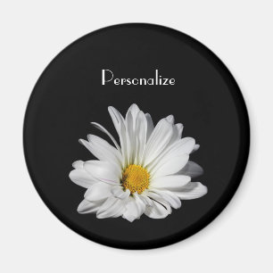 Íman Flor elegante da margarida branca com nome