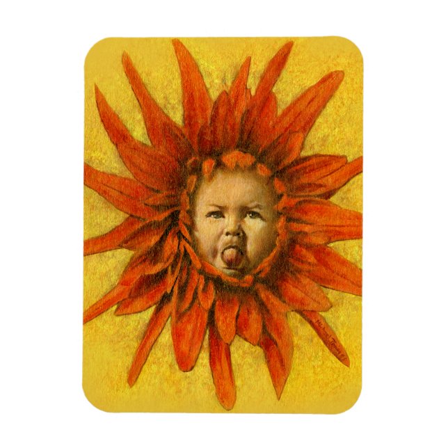 Íman Flor Engraçado, Bebê, Magneta Flexível (Vertical)