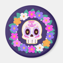 Íman Flor Floral Açúcar Crânio