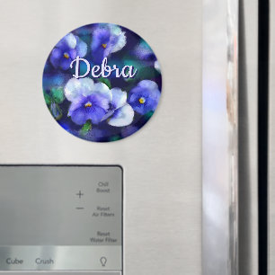 Íman Flor Floral de Flores Azul Personalizado