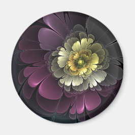 Íman Flor Fractal Abstrata Moderna Purpura Cinza Khaki