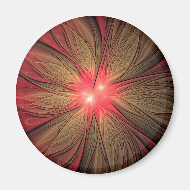 Íman Flor fractal de fanfarrão vermelho (Frente)