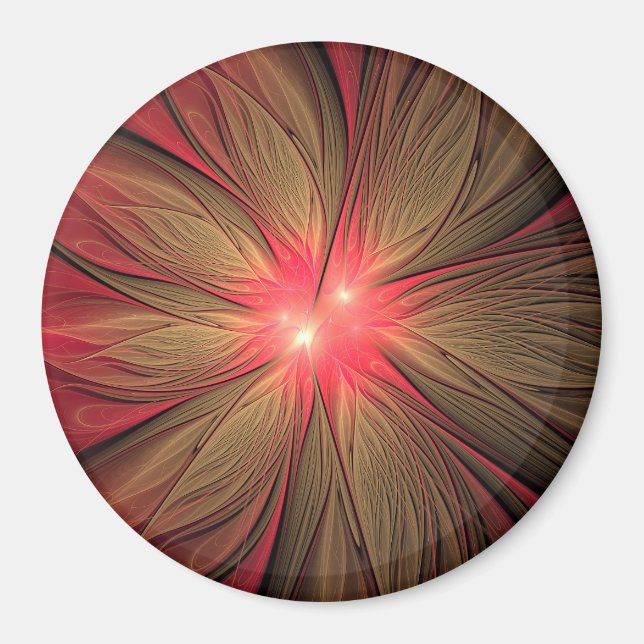 Íman Flor fractal de fanfarrão vermelho (Frente)