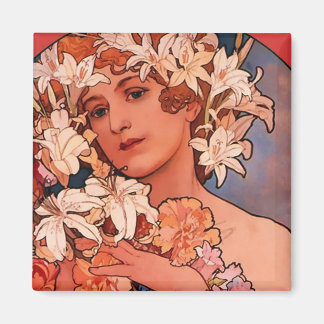 Íman Flor Girl Art Nouveau Magnet