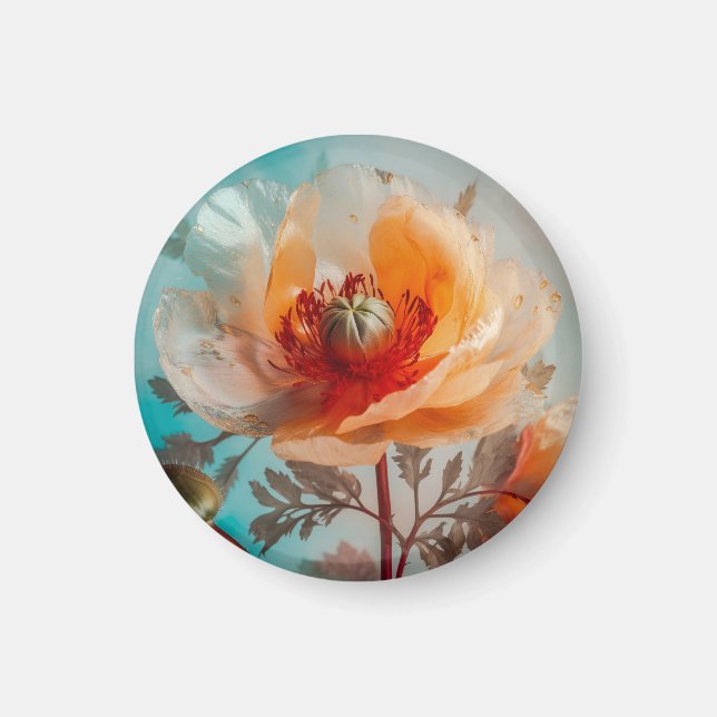 Íman Flor Laranja Delicada (Frente)