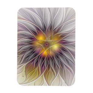 Íman Flor Luminosa Colorida, Fractal Moderno Abstrato